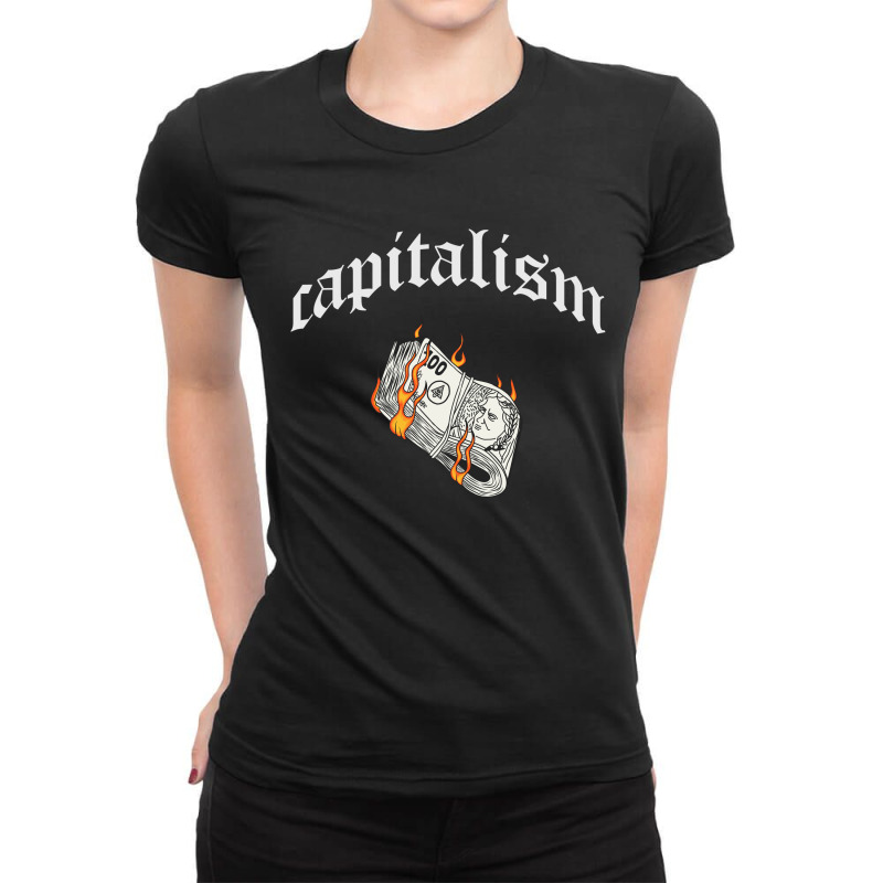 Capitalism Ladies Fitted T-Shirt by VixieHattori | Artistshot