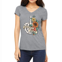 Halloween Floral Skeleton Sensitive Savage Wildflowers Tee Pullover Ho Women's V-neck T-shirt | Artistshot