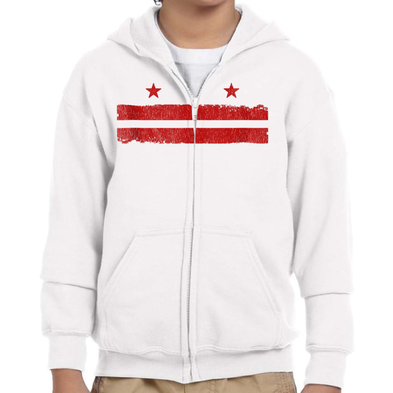 Distressed Washington Dc Flag District Of Columbia Flag Tank Top Youth Zipper Hoodie by cm-arts | Artistshot