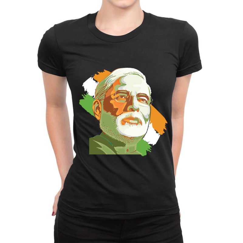 Narendra Modi India Prime Minister Namo Bjp Supporter Ladies Fitted T-Shirt by cm-arts | Artistshot