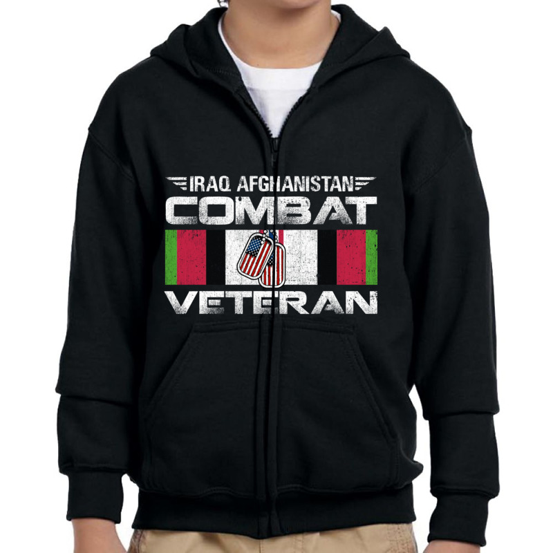 Iraq Afghanistan Combat Veteran Proud Army Military Vintage Pullover H Youth Zipper Hoodie by cm-arts | Artistshot