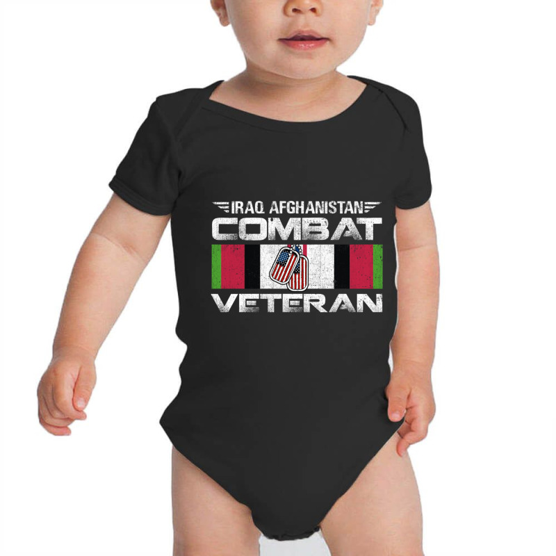 Iraq Afghanistan Combat Veteran Proud Army Military Vintage Pullover H Baby Bodysuit by cm-arts | Artistshot