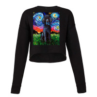 Black Standard Poodle Starry Night Dog Art By Aja Cropped Sweater | Artistshot