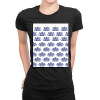 Blue Eastern Europe Onion Pattern, Batik Flower Pattern Graphic Ladies Fitted T-shirt | Artistshot