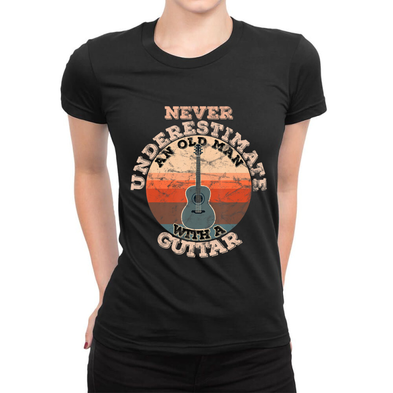 Mens Never Underestimate An Old Man With A Guitar Ladies Fitted T-Shirt by cm-arts | Artistshot