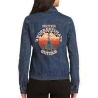 Mens Never Underestimate An Old Man With A Guitar Ladies Denim Jacket | Artistshot