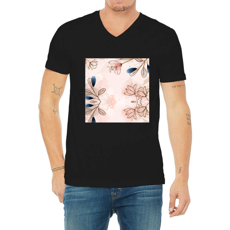 Hand Painted Watercolor Floral Batik Pattern V-neck Tee | Artistshot