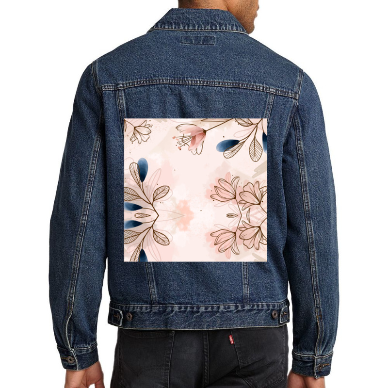 Hand Painted Watercolor Floral Batik Pattern Men Denim Jacket | Artistshot