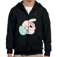 Funny Cute Bunny Face Leopard With Eggs Headband Happy Easter Round Youth Zipper Hoodie | Artistshot