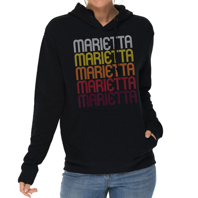 Marietta Retro Wordmark Pattern Vintage Style Lightweight Hoodie | Artistshot