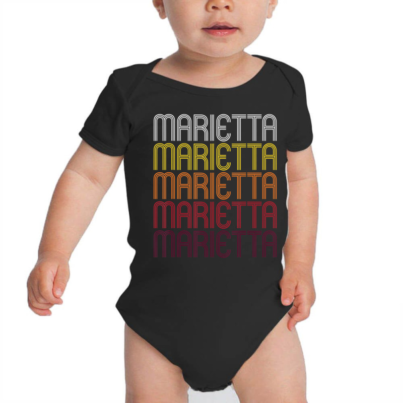 Marietta Retro Wordmark Pattern Vintage Style Baby Bodysuit | Artistshot