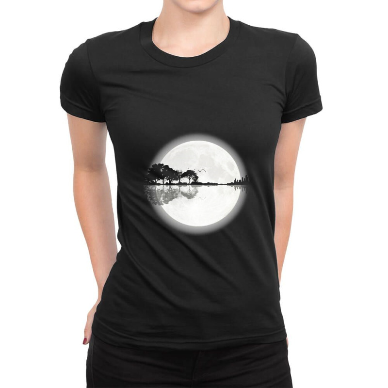 Moonlight Nature Guitar Ladies Fitted T-Shirt by Mollystinnettc | Artistshot