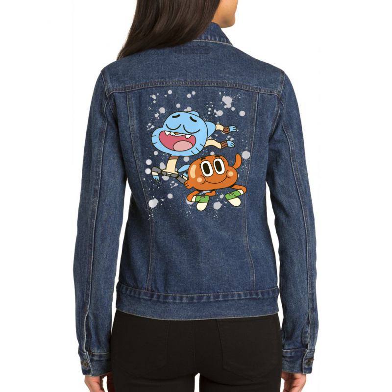 Cn The Amazing World Of Gumball & Darwin Paint Splatter Ladies Denim Jacket by duongnhannam | Artistshot