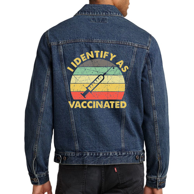 I Identify As Vaccinated Vintage Men Denim Jacket by jrestima | Artistshot