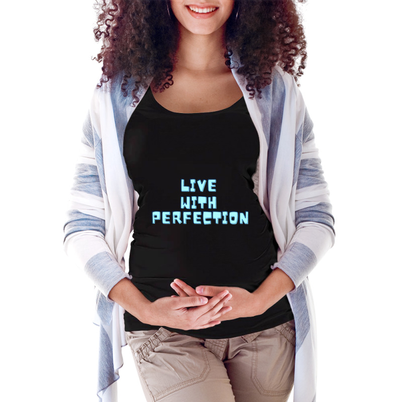 Live With Perfection Baby Blue Typography Aesthetic Maternity Scoop Neck T-shirt by Kuwannin528 | Artistshot