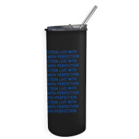 Live With Perfection Blue Pattern Aesthetic Skinny Tumbler | Artistshot