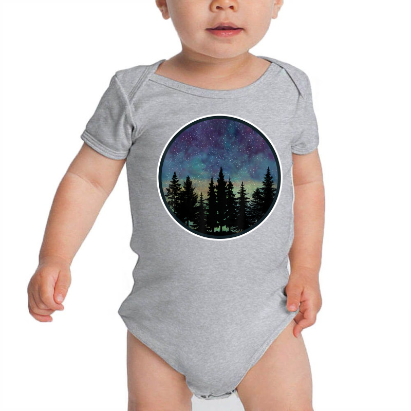 Forest Nightscape Silhouette Starry Night Sky. Baby Bodysuit by vucongha | Artistshot