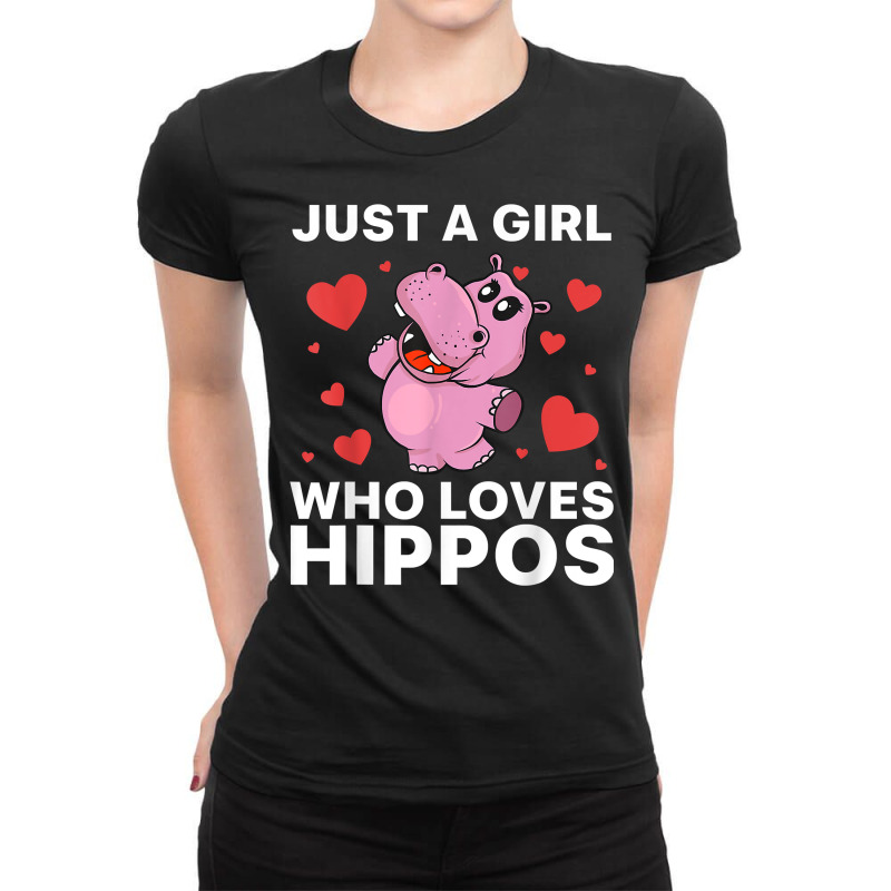 Cool Hippo Art For Women Girls Hippopotamus Safari Zoologist T Shirt Ladies Fitted T-Shirt by cm-arts | Artistshot