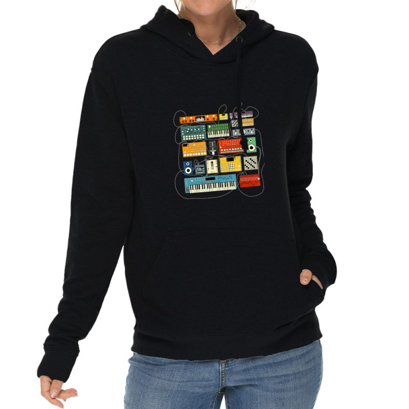 Synthesizer And Drum Machine For Electronic Musician Lightweight Hoodie | Artistshot