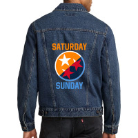 Tennessee Weekend Fan Of The Vols Football Orange White Flag 1 Men Denim Jacket | Artistshot