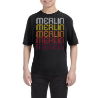 Merlin Retro Wordmark Pattern Vintage Style Youth Tee | Artistshot