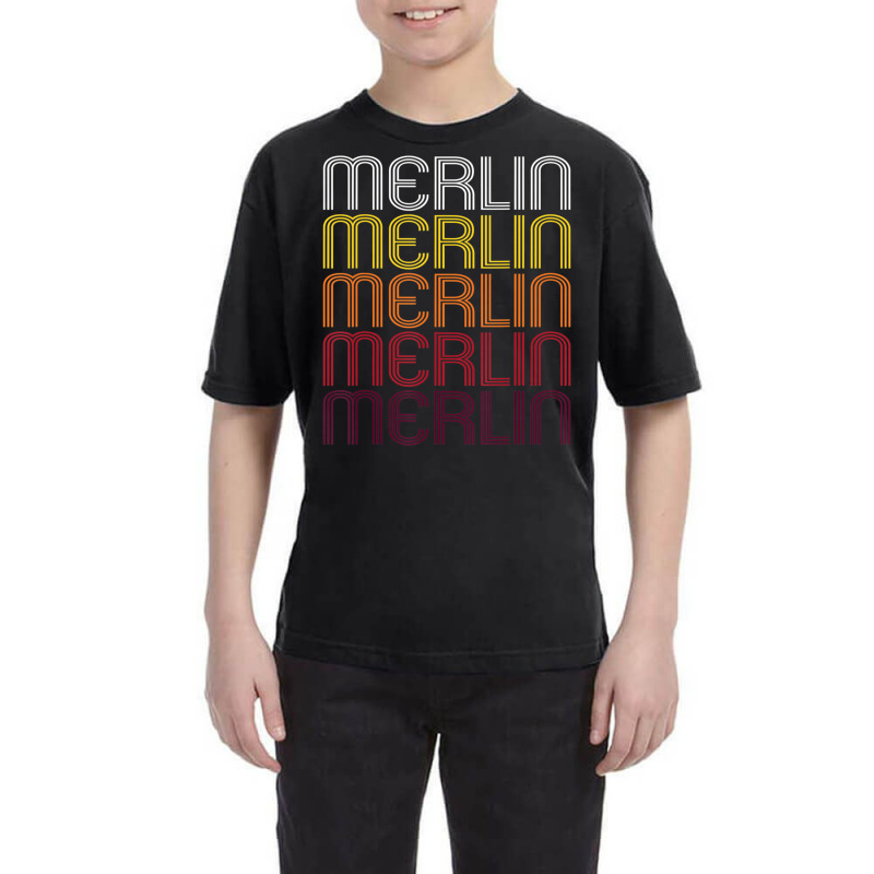 Merlin Retro Wordmark Pattern Vintage Style Youth Tee | Artistshot