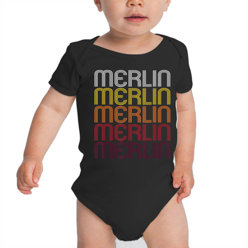 Merlin Retro Wordmark Pattern Vintage Style Baby Bodysuit | Artistshot