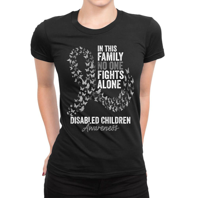 Disabled Children Awareness Month Butterflies Silver Ribbon T Shirt Ladies Fitted T-Shirt by cm-arts | Artistshot