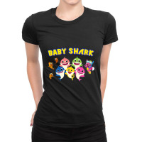 Happy Pinkfong Baby Shark Friends Cartoon Characters Ladies Fitted T-shirt | Artistshot