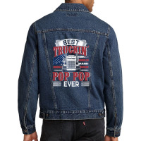 Best Truckin Pop Pop Ever American Flag Father's Day Men Denim Jacket | Artistshot