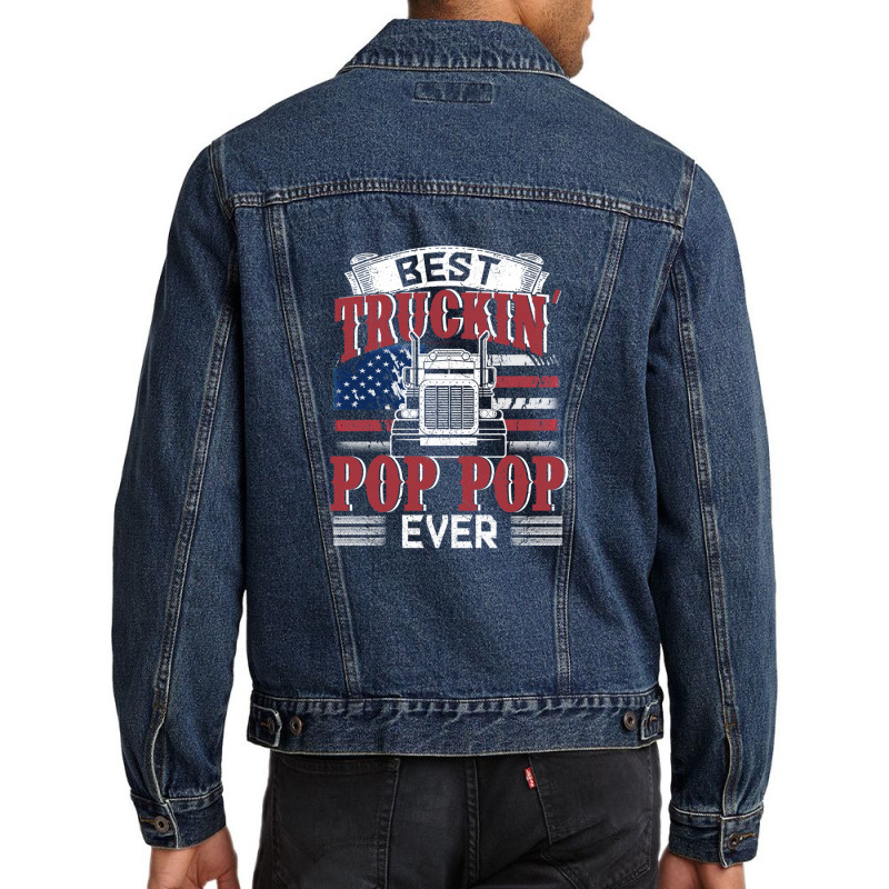 Best Truckin Pop Pop Ever American Flag Father's Day Men Denim Jacket by cm-arts | Artistshot