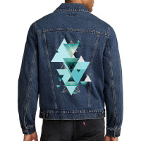 Geometric Triangle Compilation In Teal Men Denim Jacket | Artistshot