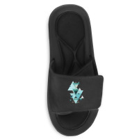 Geometric Triangle Compilation In Teal Slide Sandal | Artistshot