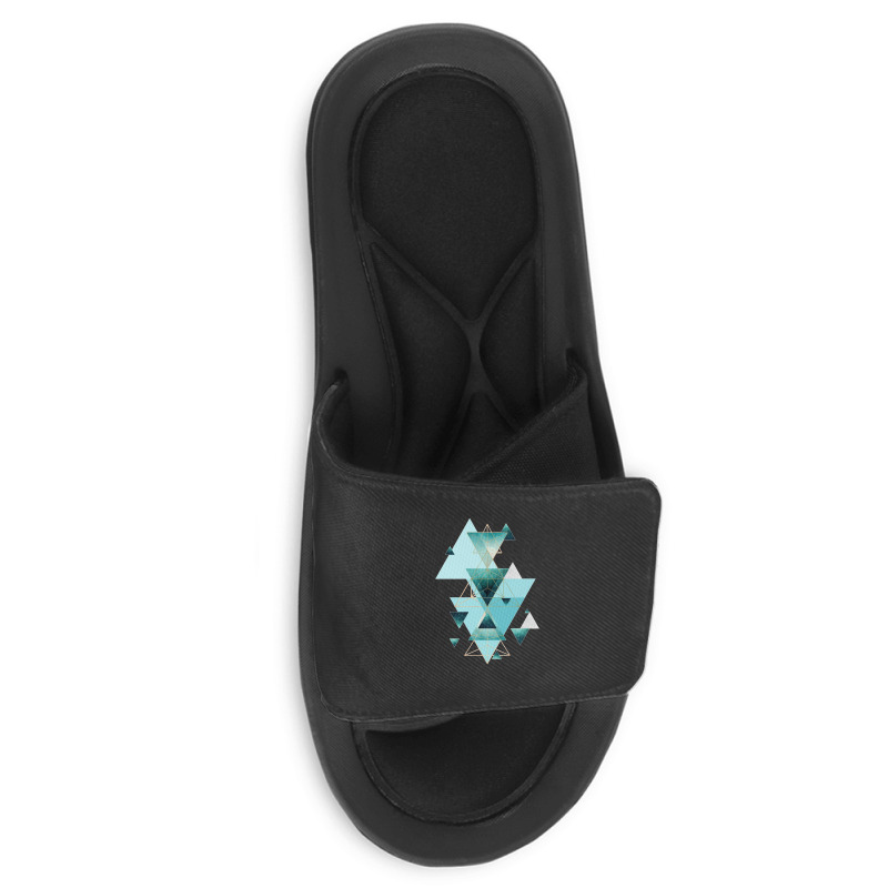 Geometric Triangle Compilation In Teal Slide Sandal | Artistshot