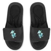 Geometric Triangle Compilation In Teal Slide Sandal | Artistshot