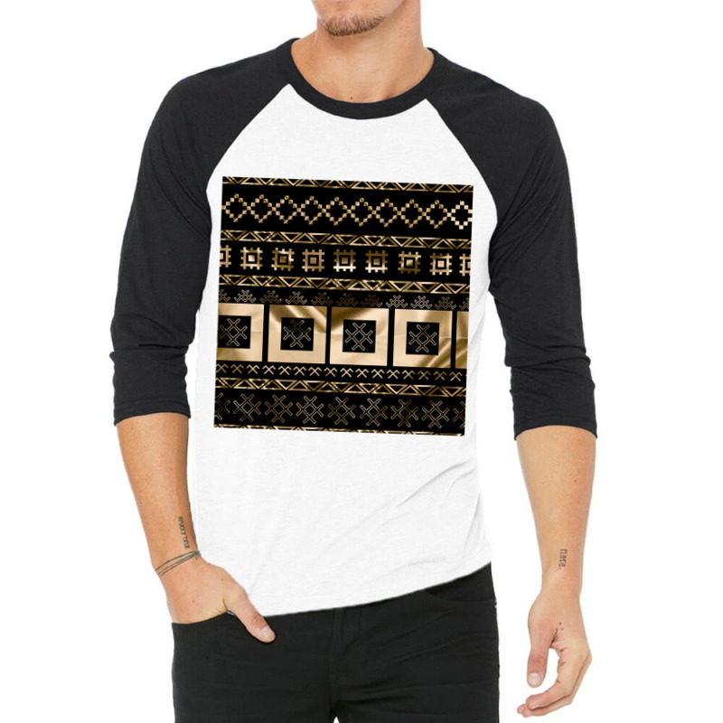 Latvian Traditional Pagan Symbols Of Luck And Light In Gold 3/4 Sleeve Shirt | Artistshot