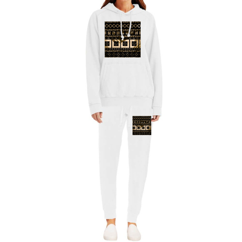 Latvian Traditional Pagan Symbols Of Luck And Light In Gold Hoodie & Jogger Set | Artistshot