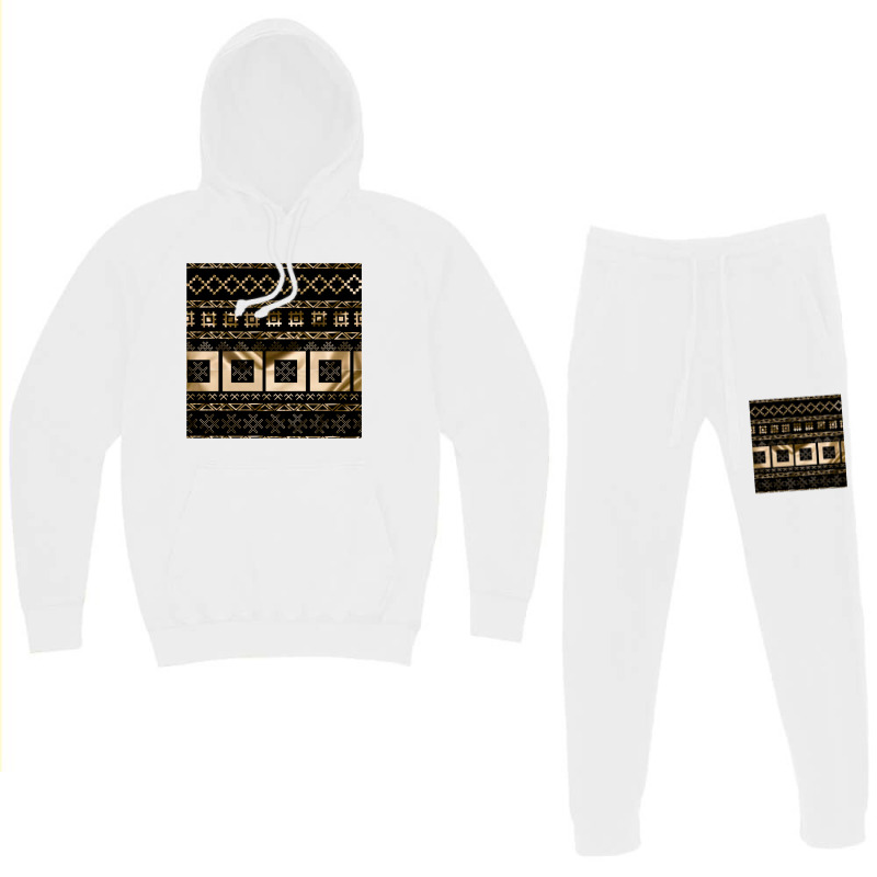 Latvian Traditional Pagan Symbols Of Luck And Light In Gold Hoodie & Jogger Set | Artistshot