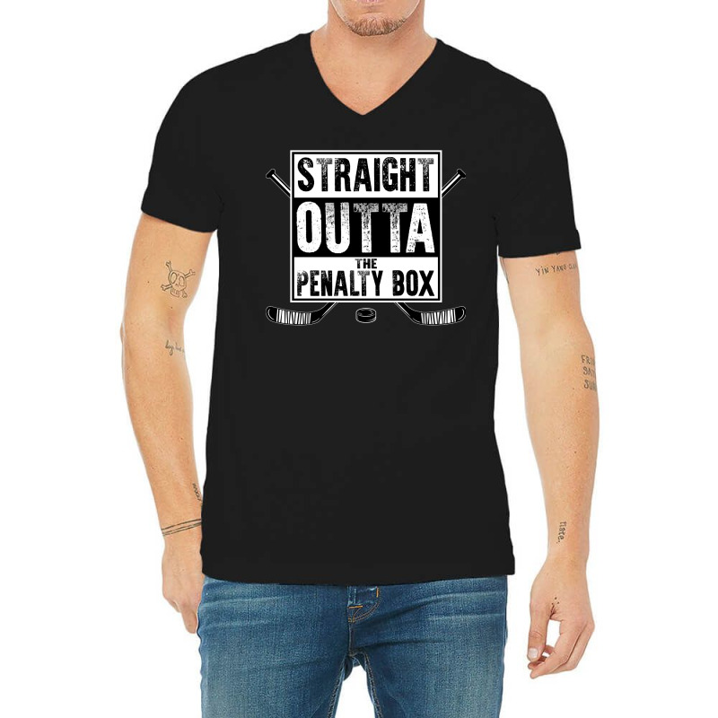 Ice Hockey Player Gift Straight Outta The Penalty Box Pullover Hoodie V-Neck Tee by cm-arts | Artistshot