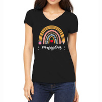 Maestra Bilingual Leopard Rainbow Regalos Spanish Teacher Women's V-neck T-shirt | Artistshot