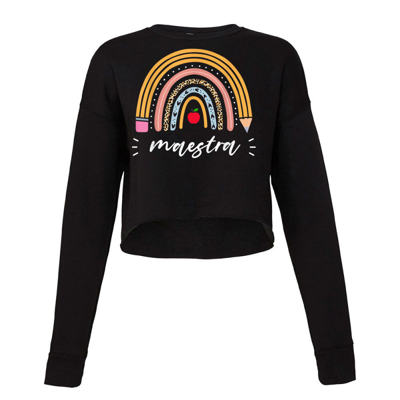 Maestra Bilingual Leopard Rainbow Regalos Spanish Teacher Cropped Sweater by GretchenBourdeau | Artistshot