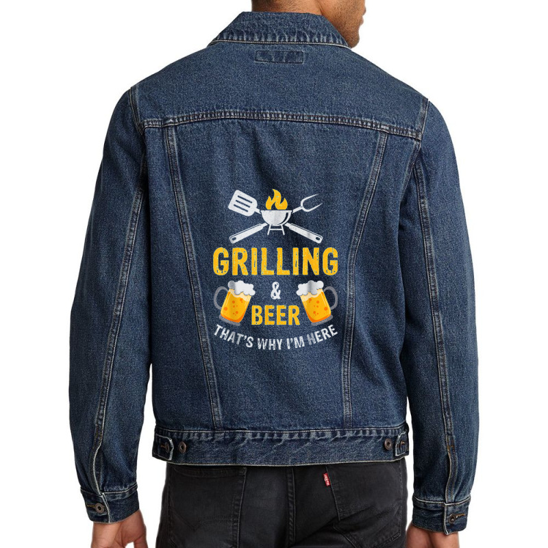 Intage Grilling And Beer Drinking Drinker Oktoberfest Gift Men Denim Jacket by dyahayusutra | Artistshot