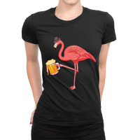 Beer Drinking Flamingo Drinker Wading Bird Oktoberfest Gift Sweatshirt Ladies Fitted T-shirt | Artistshot