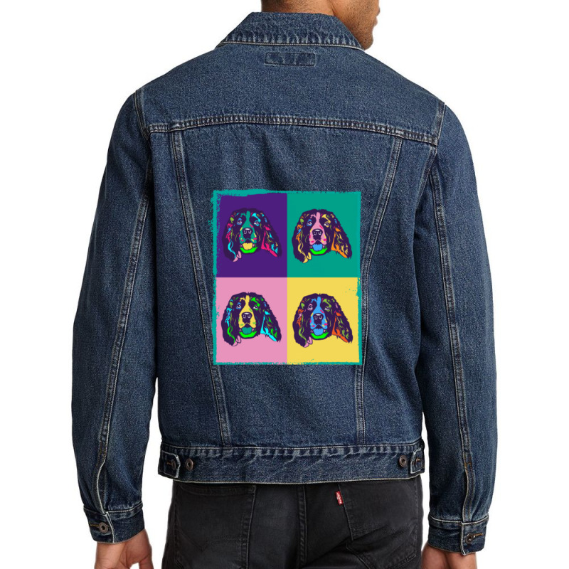 Dog Lover I Pop Art English Springer Spaniel Men Denim Jacket by cm-arts | Artistshot