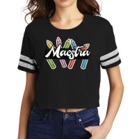 Maestra Spanish Teacher Bilingual Scorecard Crop Tee | Artistshot