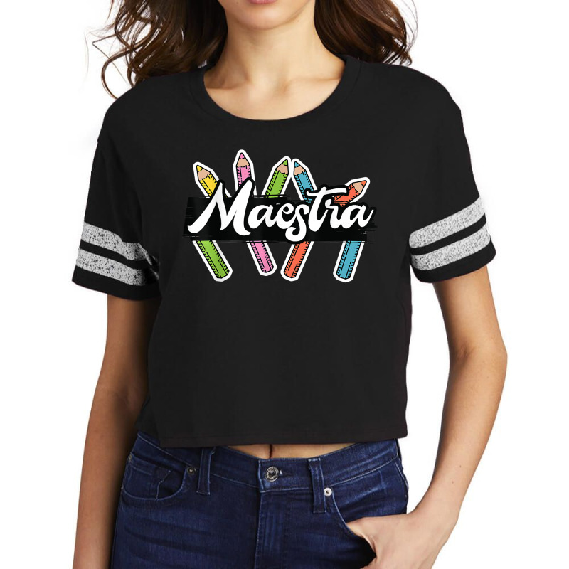 Maestra Spanish Teacher Bilingual Scorecard Crop Tee by GretchenBourdeau | Artistshot