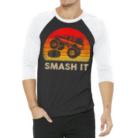 Kids Monster Truck Pumpkin Smash It   Funny Halloween T Shirt 3/4 Sleeve Shirt | Artistshot