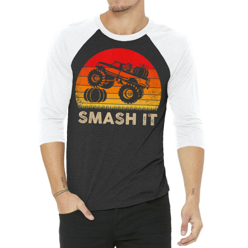 Kids Monster Truck Pumpkin Smash It   Funny Halloween T Shirt 3/4 Sleeve Shirt by cm-arts | Artistshot