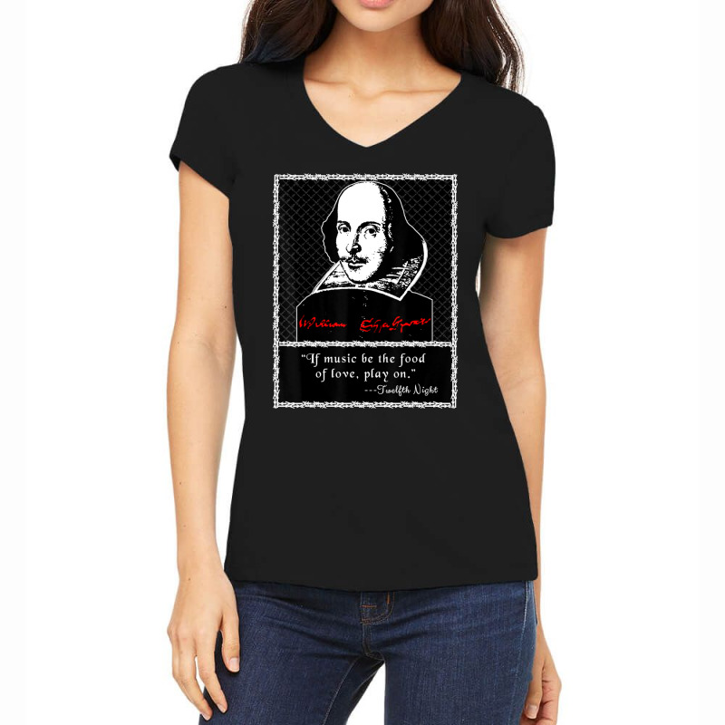 Shakespeare If Music Be The Food Of Love 12th Night Women's V-Neck T-Shirt by Mata Gibson | Artistshot