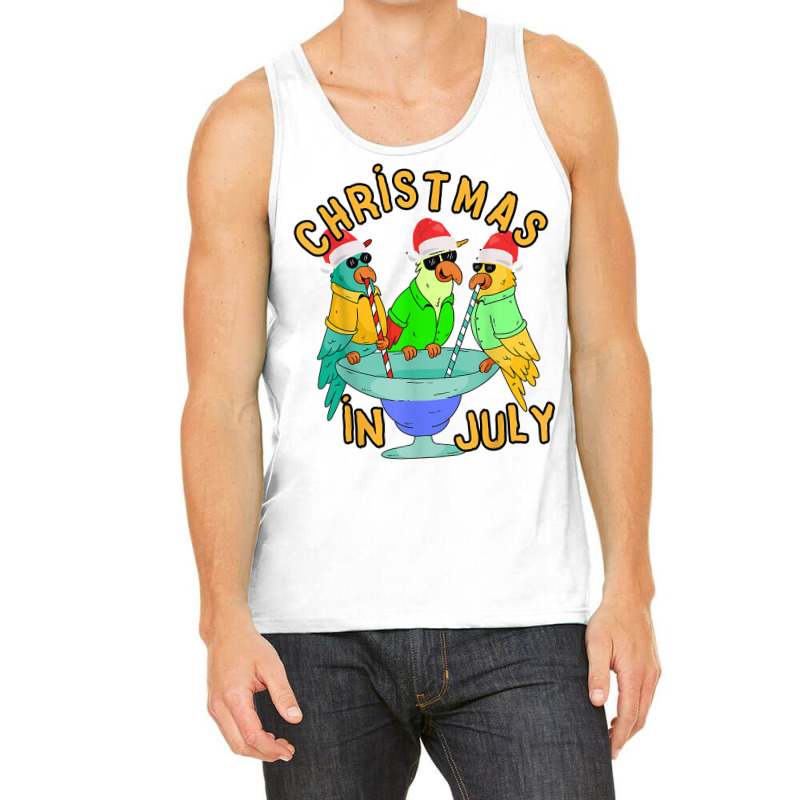 Christmas In July Pool Party Parrot Bird Funny Drinking Team T Shirt Tank Top by zheralalumo | Artistshot